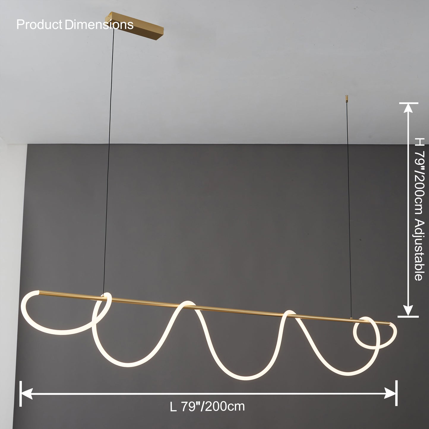 Olverai Rope Led Linear Brass Chandelier