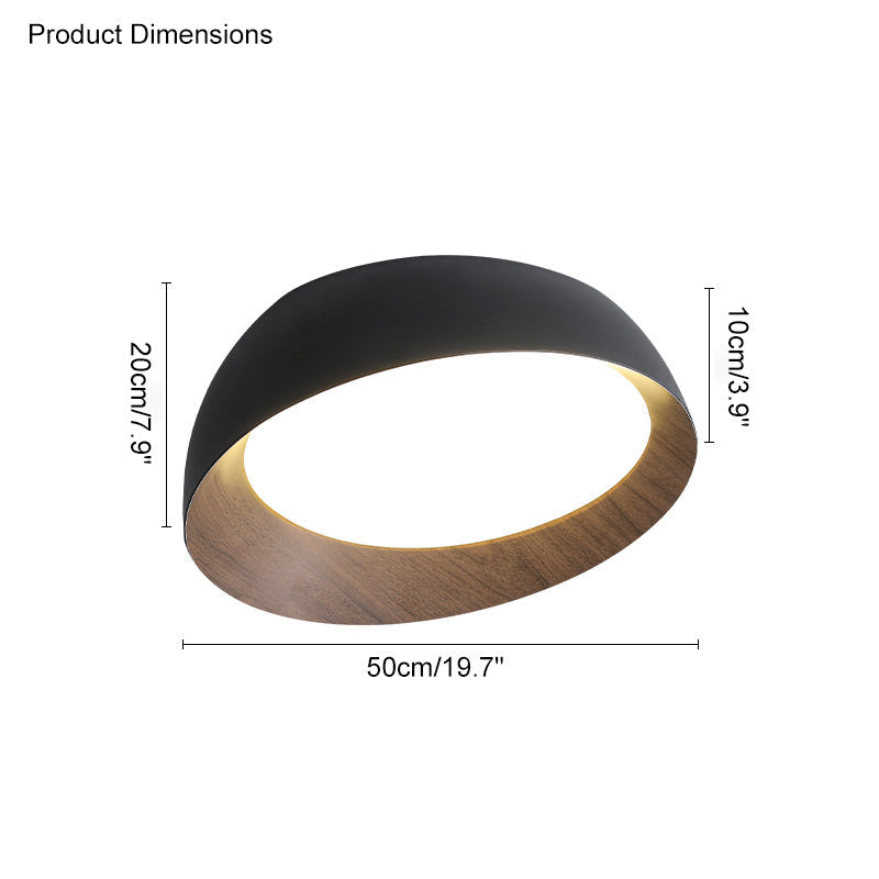 Olverai Wood Grain Asymmetrical Flush Mount Ceiling Light