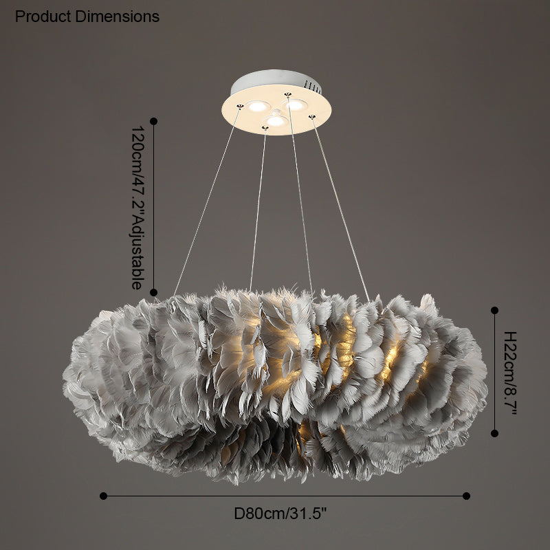 Olverai Feather Round Pendant Light