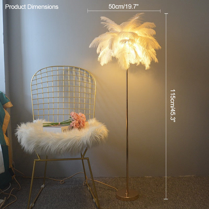 Olverai Feather Palm Tree Floor Lamp with Tray
