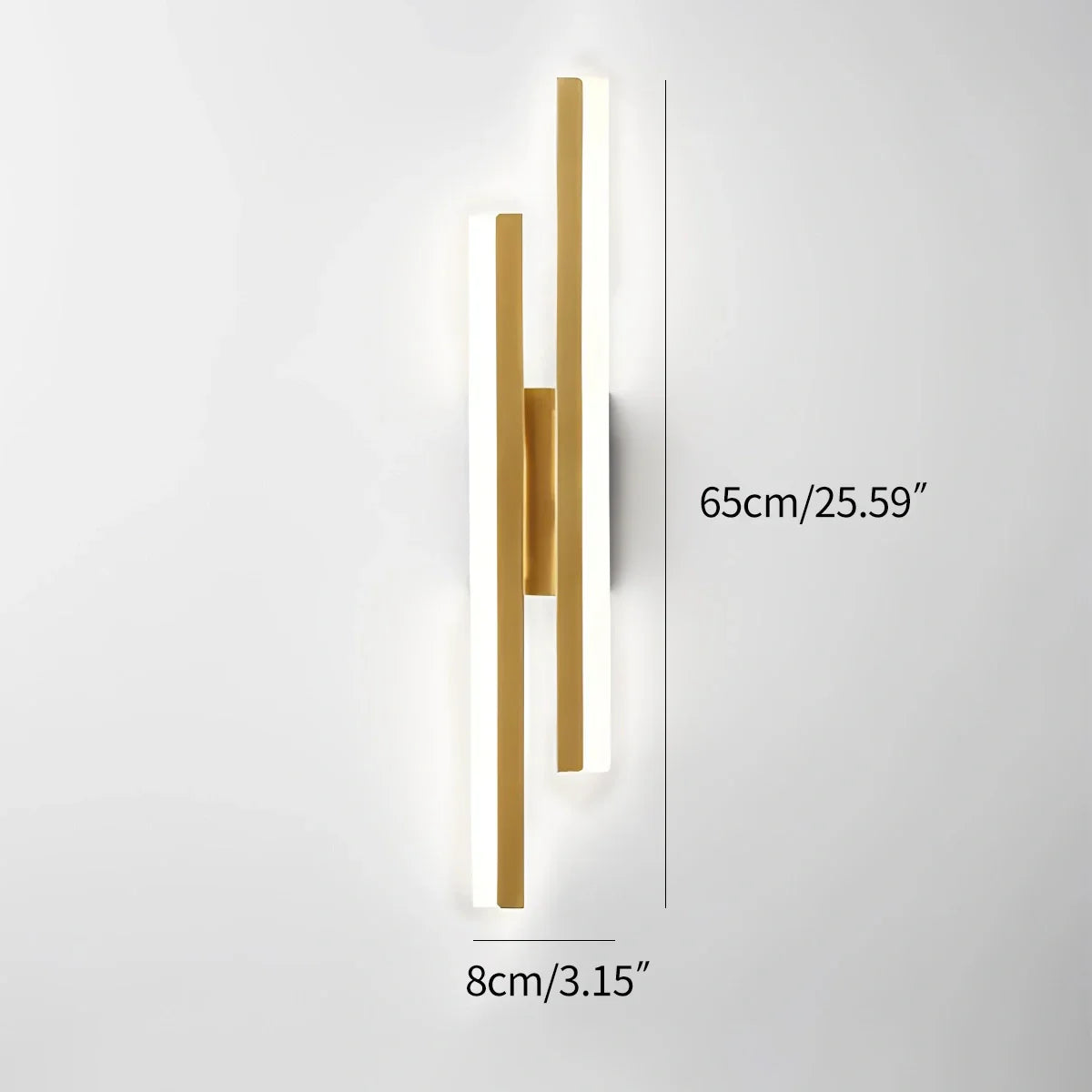 Alana Minimalist H-Shaped Wall Lamp Gold Right 65cm / 25.59"