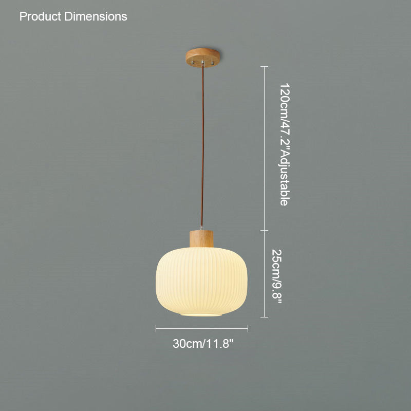 Olverai Ribbed Milk Glass Lantern Pendant Light