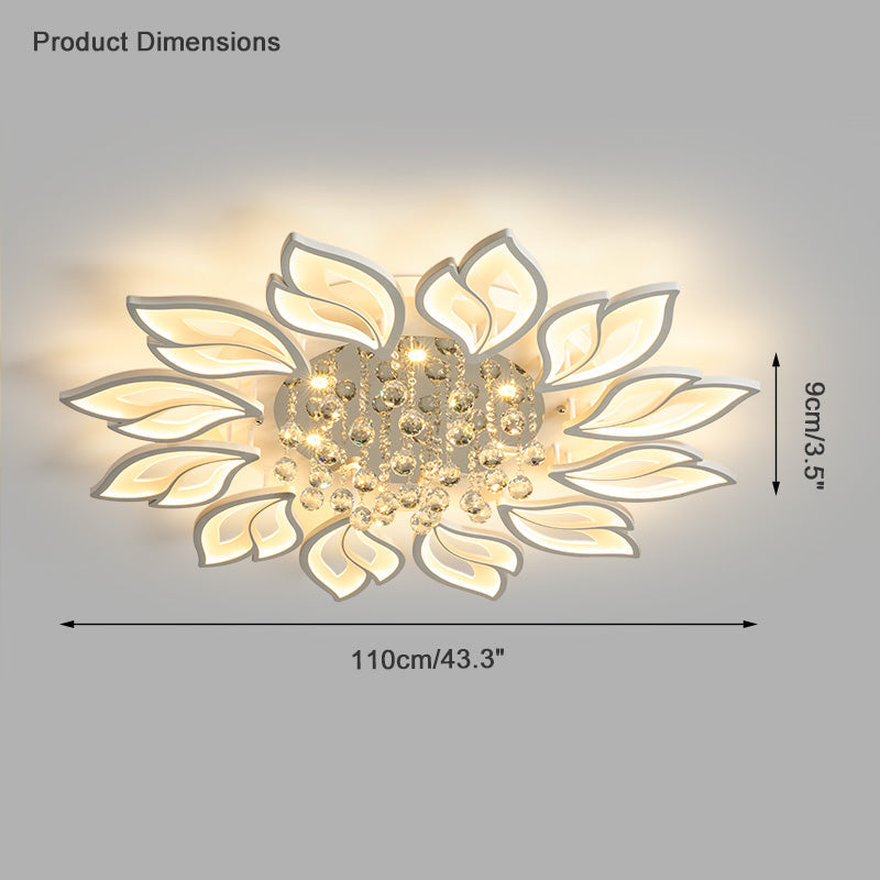 Olverai Big Flower Crystal Flush Mount Ceiling Light