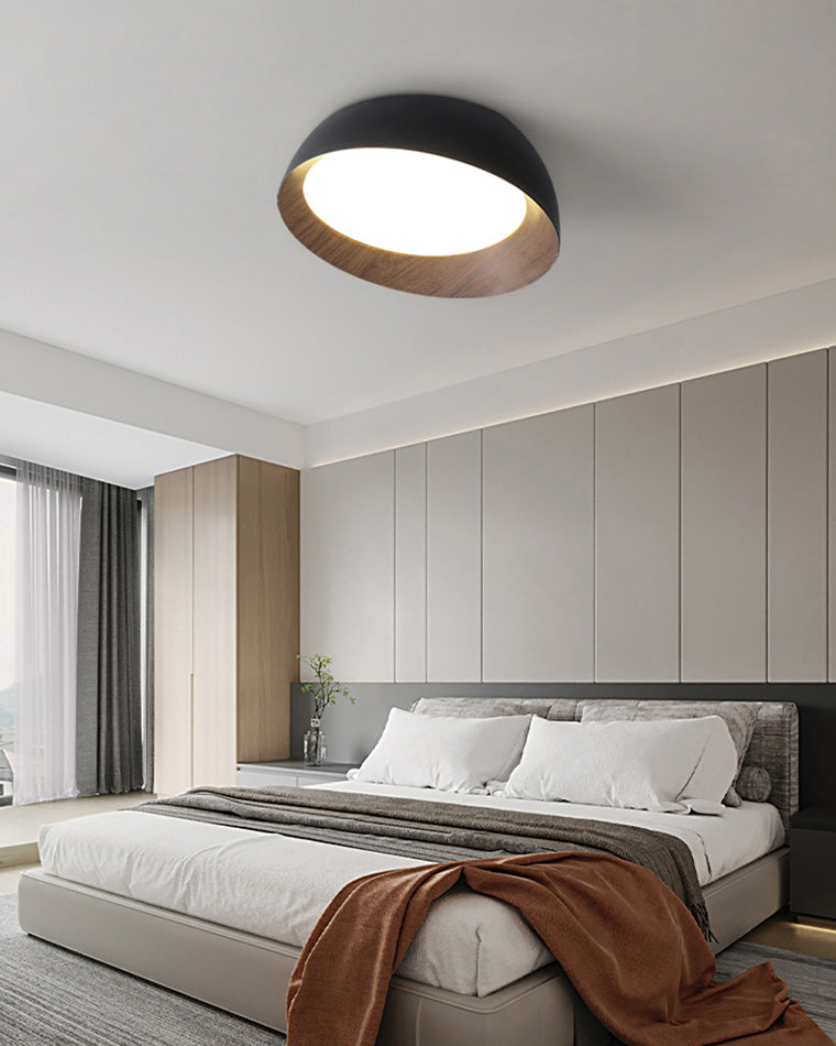 Olverai Wood Grain Asymmetrical Flush Mount Ceiling Light