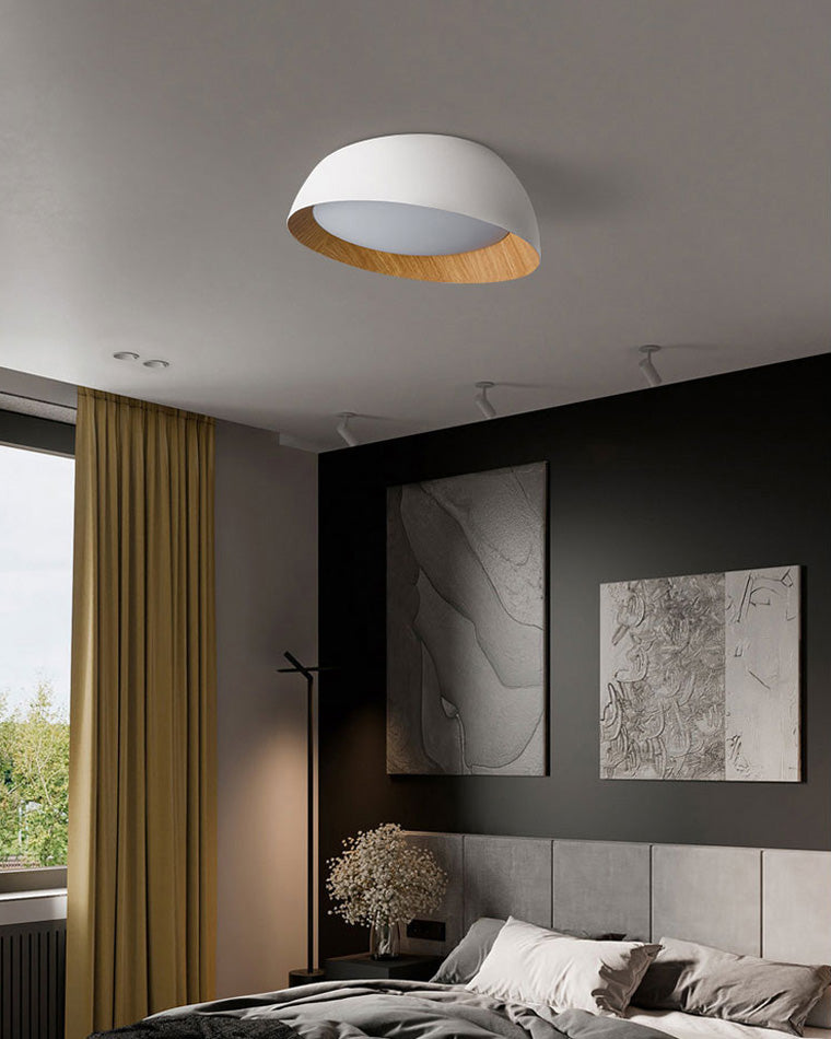 Olverai Wood Grain Asymmetrical Flush Mount Ceiling Light