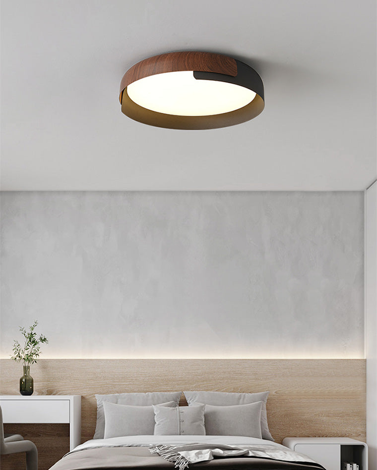 Olverai Walnut Grain Round Ceiling Light