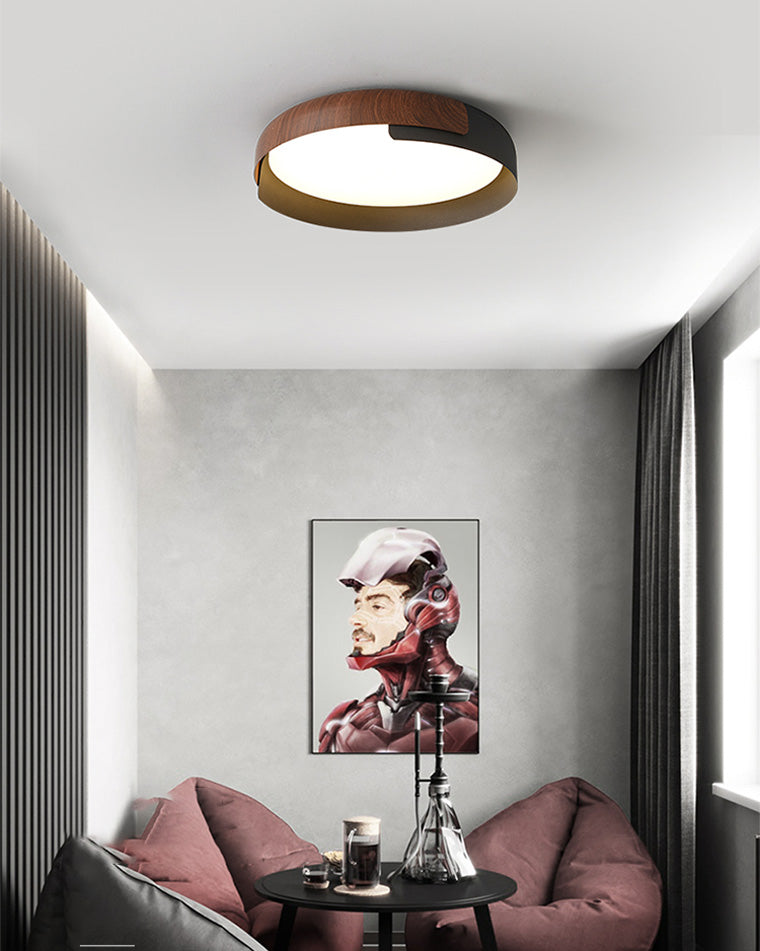 Olverai Walnut Grain Round Ceiling Light