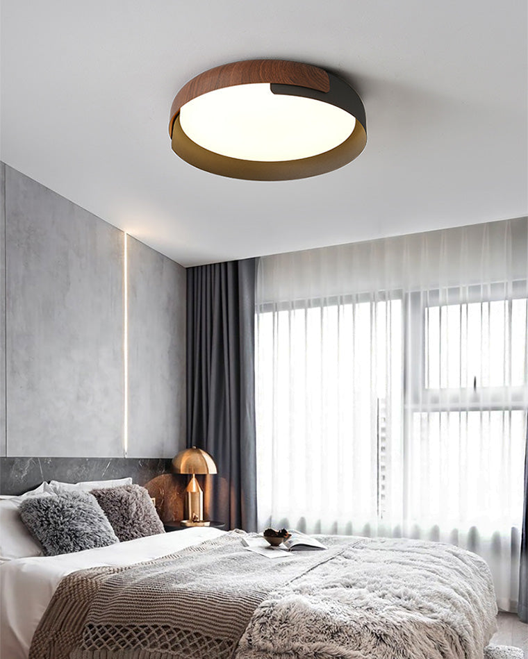 Olverai Walnut Grain Round Ceiling Light