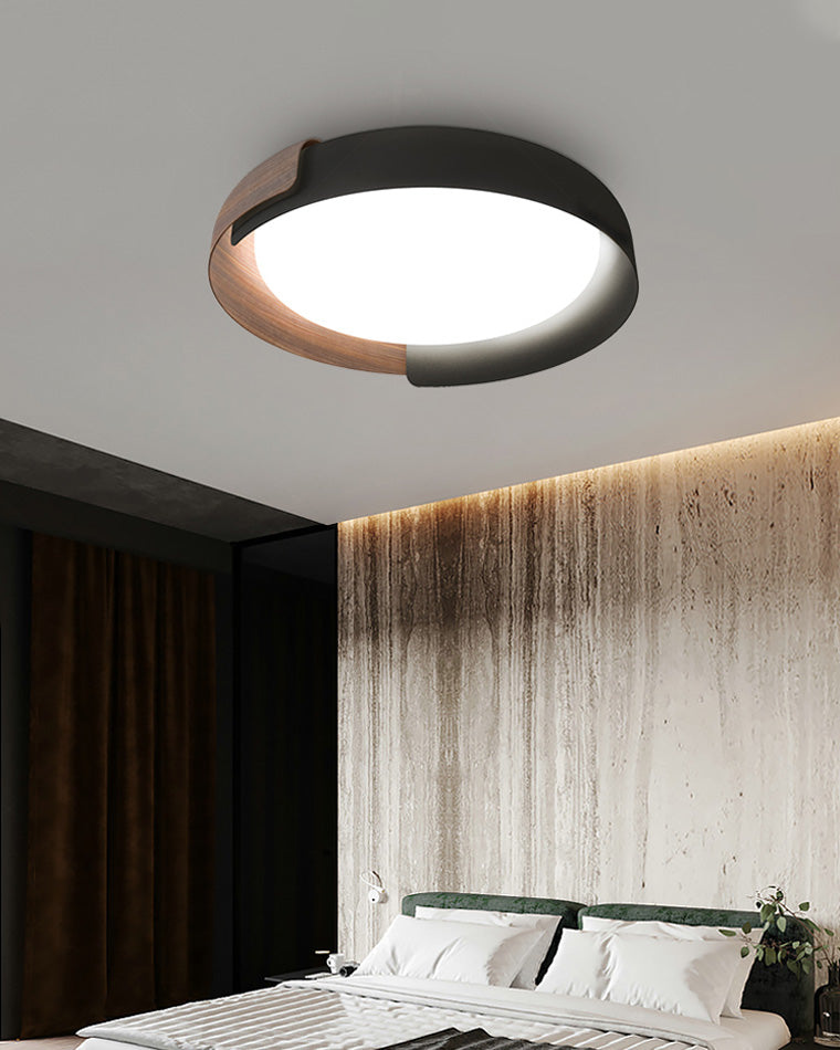 Olverai Walnut Grain Round Ceiling Light