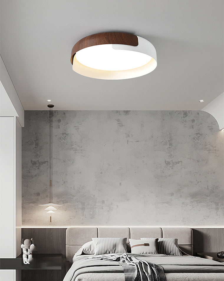 Olverai Walnut Grain Round Ceiling Light