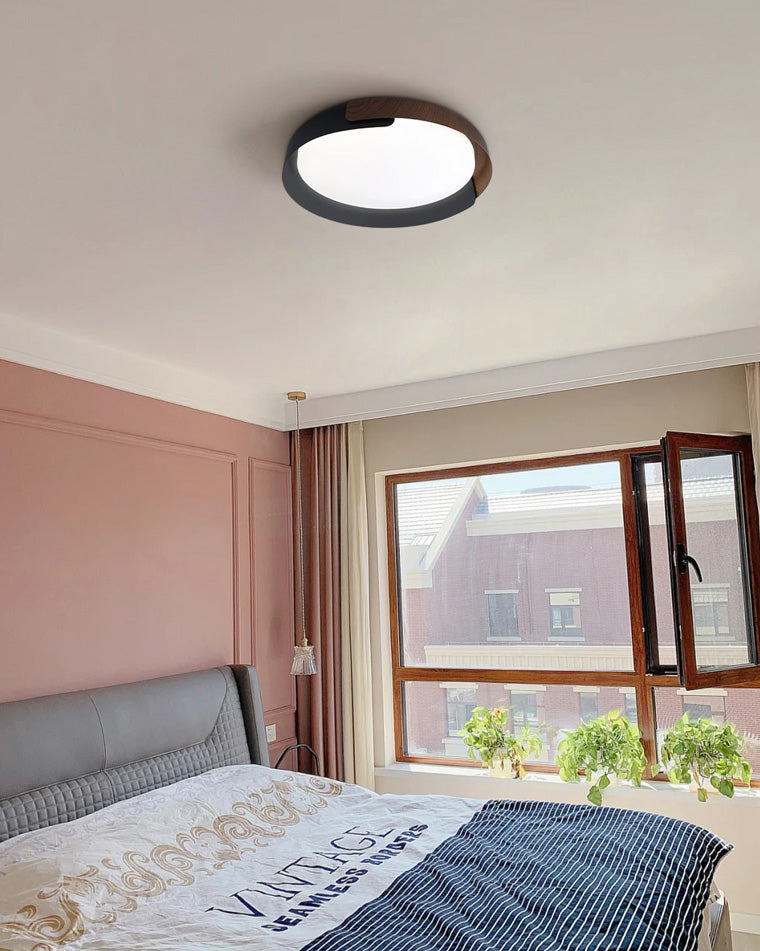 Olverai Walnut Grain Round Ceiling Light
