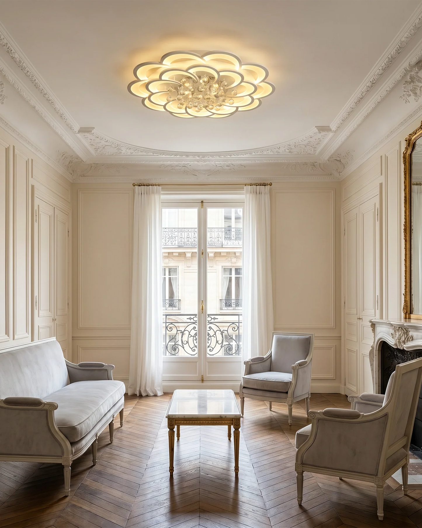 Olverai Big Flower Crystal Ceiling Light