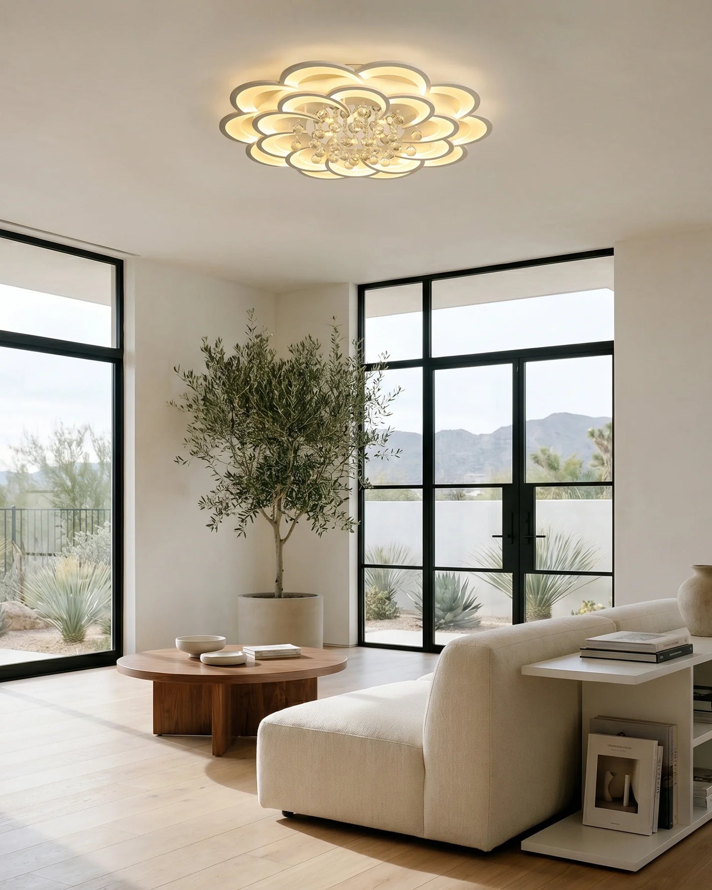 Olverai Big Flower Crystal Ceiling Light