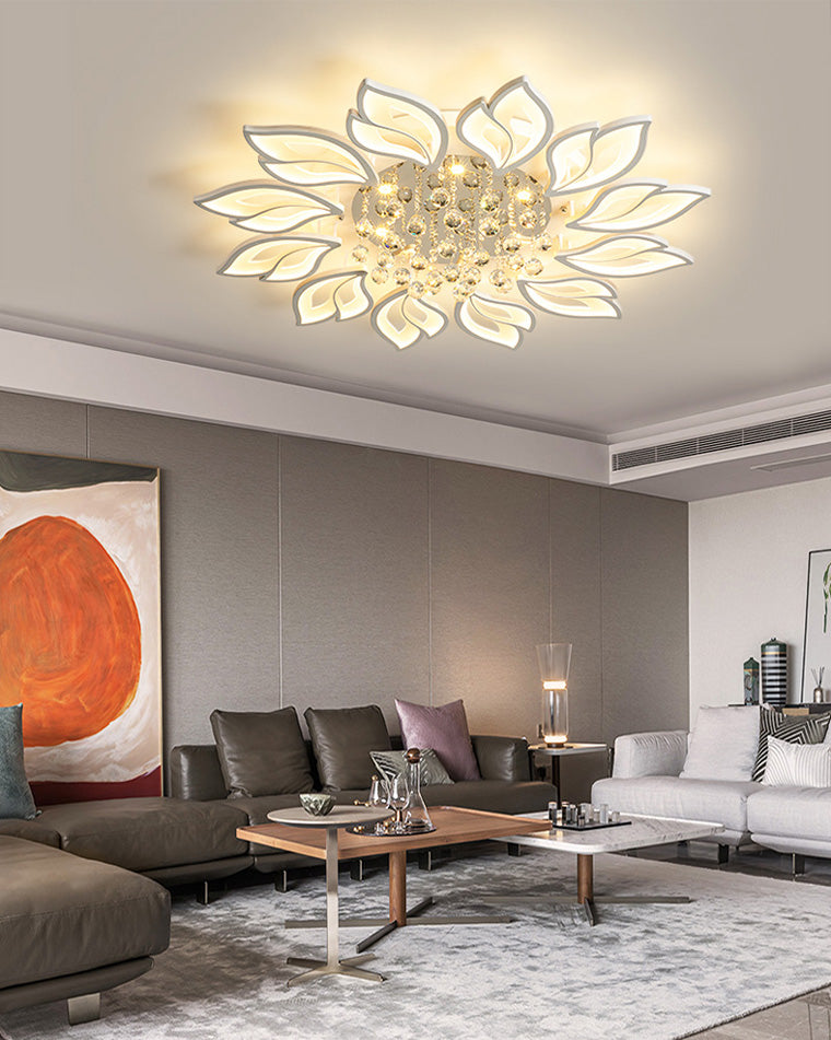 Olverai Big Flower Crystal Flush Mount Ceiling Light
