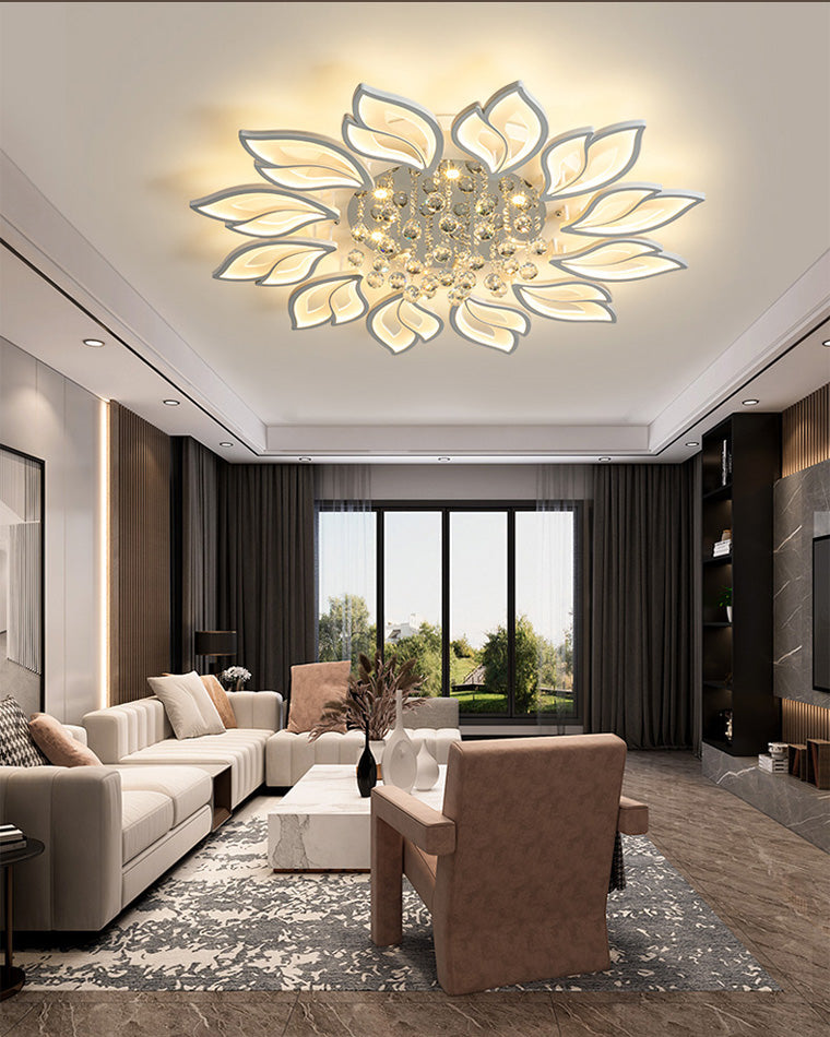 Olverai Big Flower Crystal Flush Mount Ceiling Light