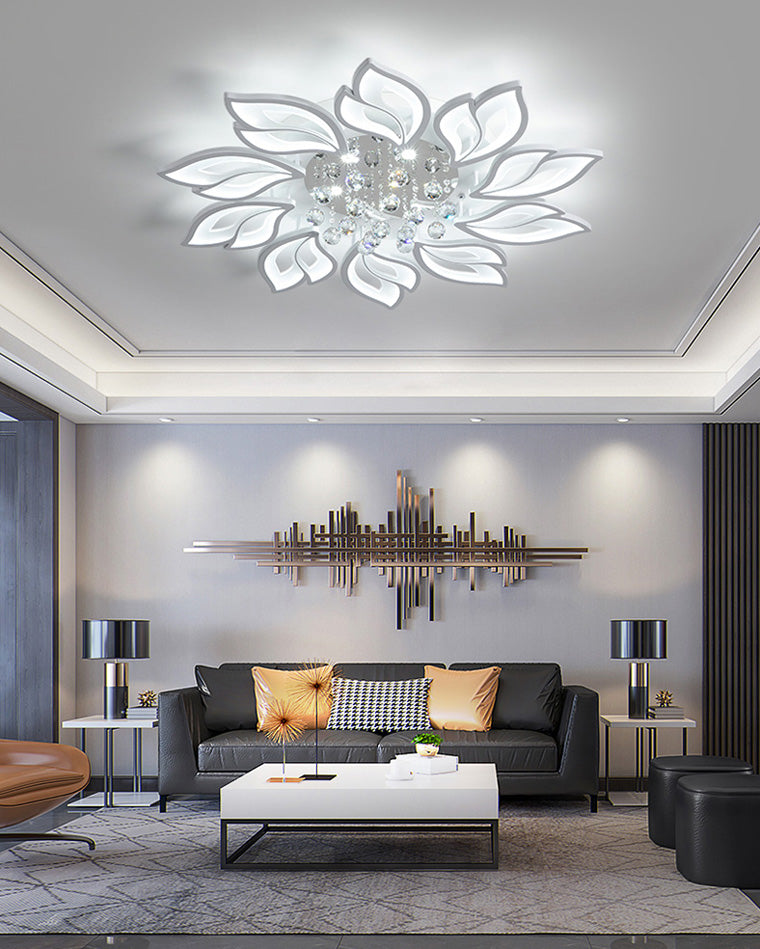 Olverai Big Flower Crystal Flush Mount Ceiling Light