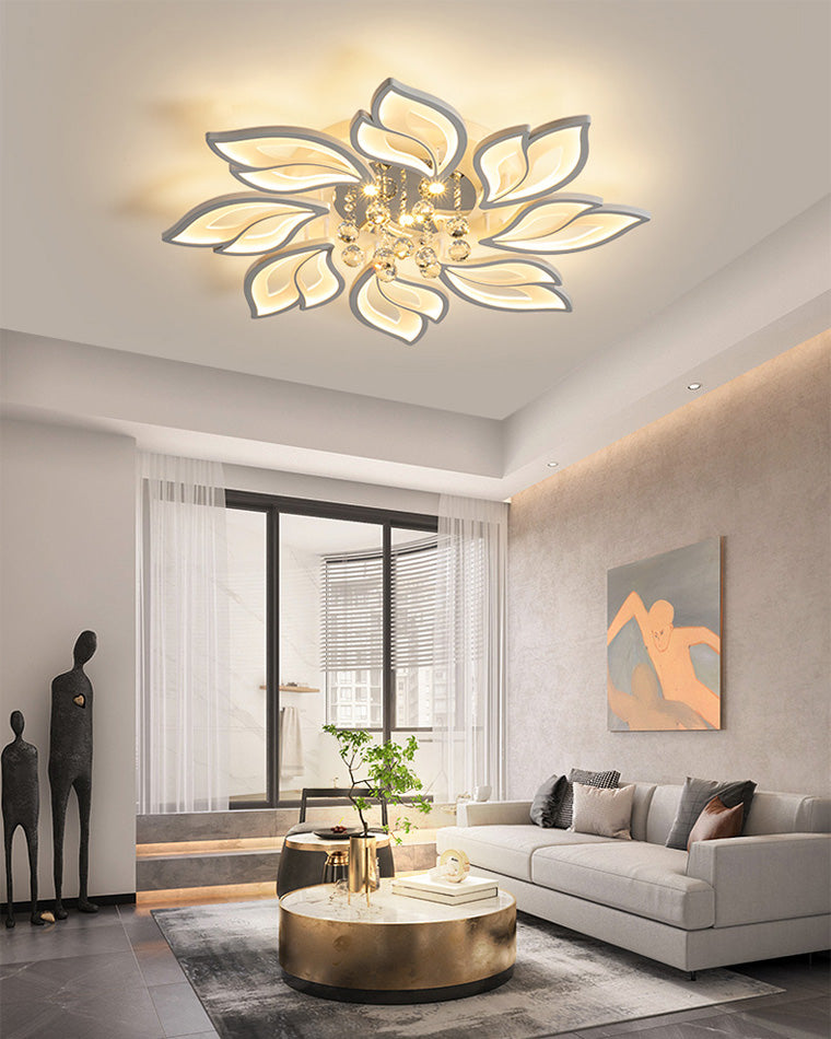Olverai Big Flower Crystal Flush Mount Ceiling Light