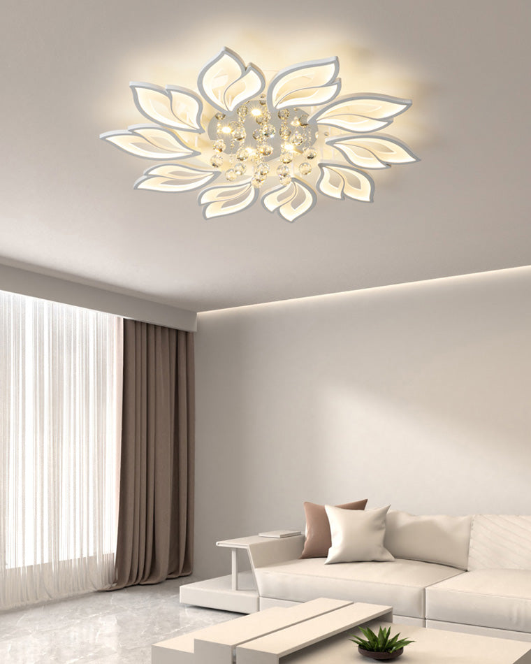 Olverai Big Flower Crystal Flush Mount Ceiling Light