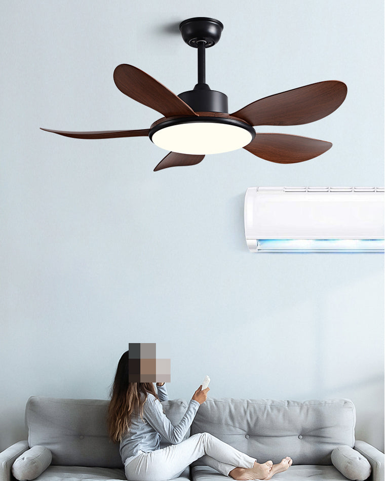 Olverai 5 Wood Blade Ceiling Fan Lamp