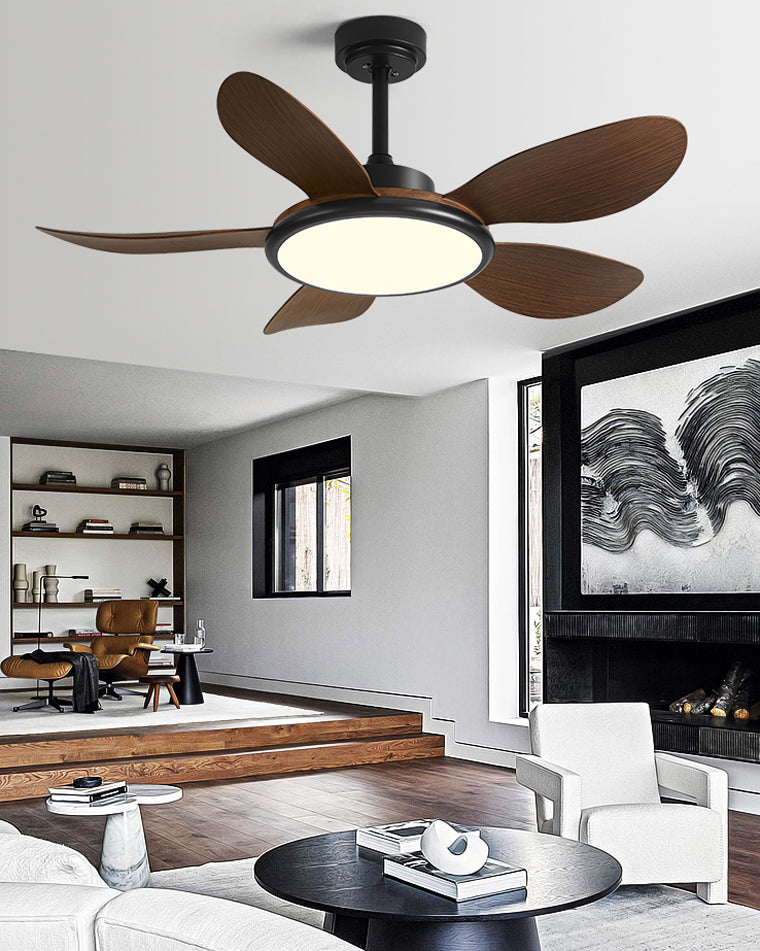 Olverai 5 Wood Blade Ceiling Fan Lamp