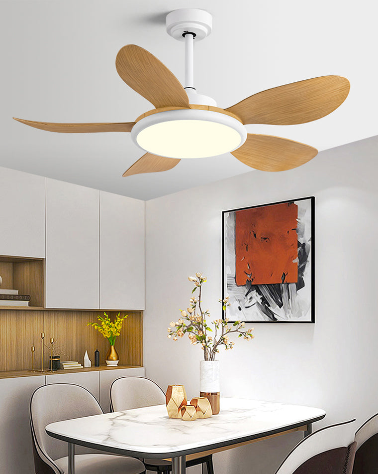 Olverai 5 Wood Blade Ceiling Fan Lamp