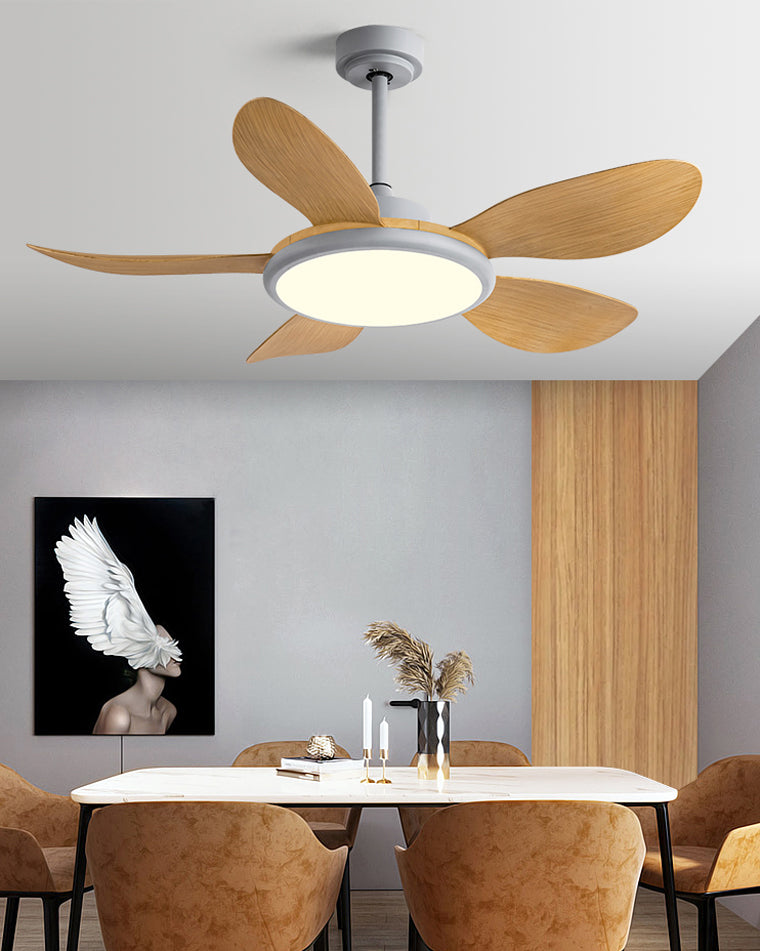 Olverai 5 Wood Blade Ceiling Fan Lamp