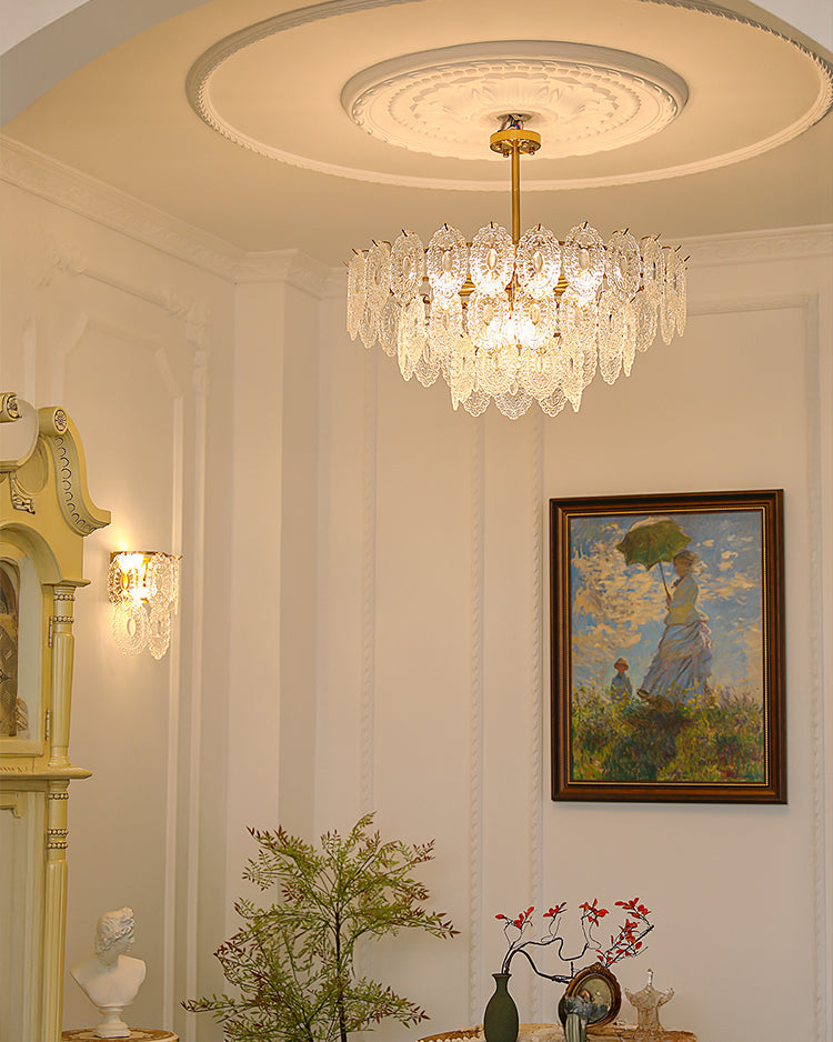 Olverai Tiered Textured Glass Chandelier