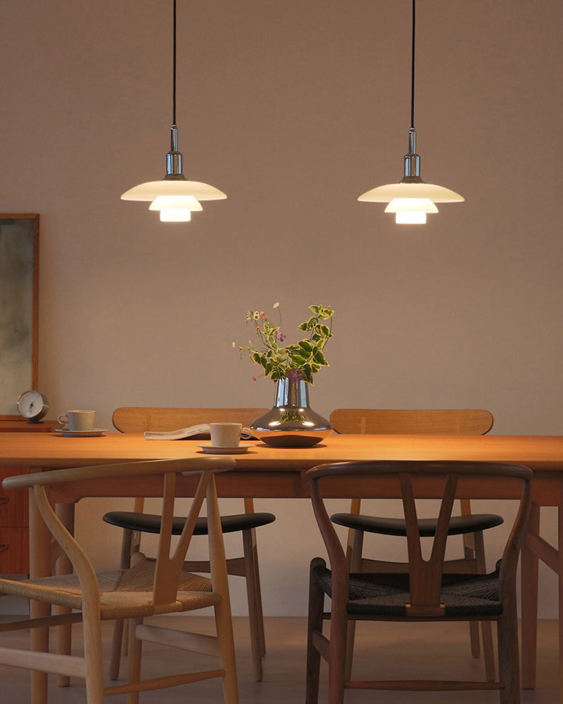 Olverai Danish Designer Milk Glass Pendant Lamp