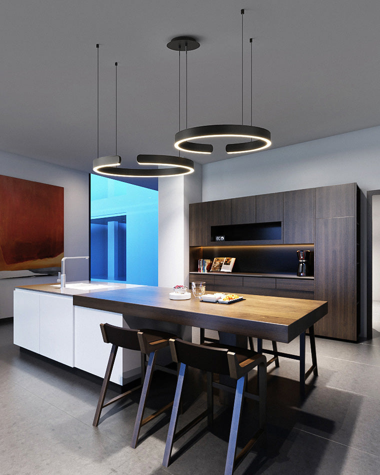 Olverai Black/Gold Ring Led Chandelier