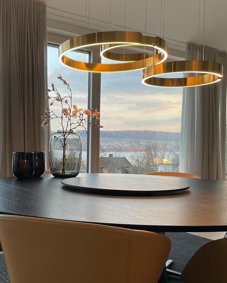 Olverai Black/Gold Ring Led Chandelier