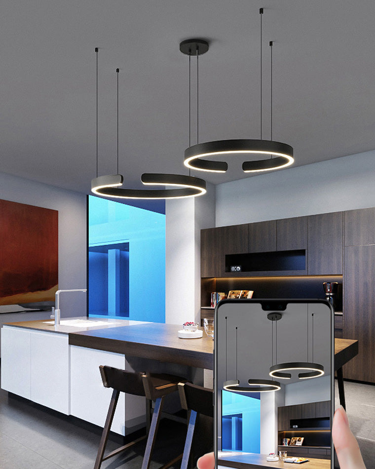Olverai Black/Gold Ring Led Chandelier