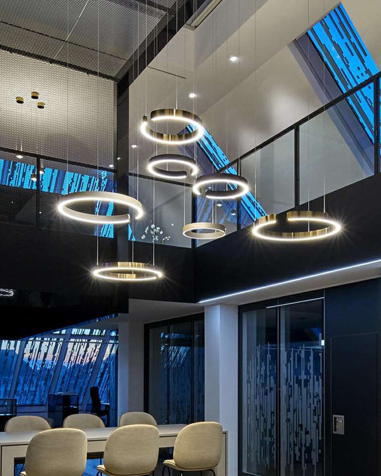 Olverai Black/Gold Ring Led Chandelier