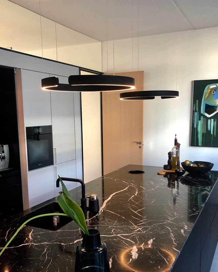 Olverai Black/Gold Ring Led Chandelier