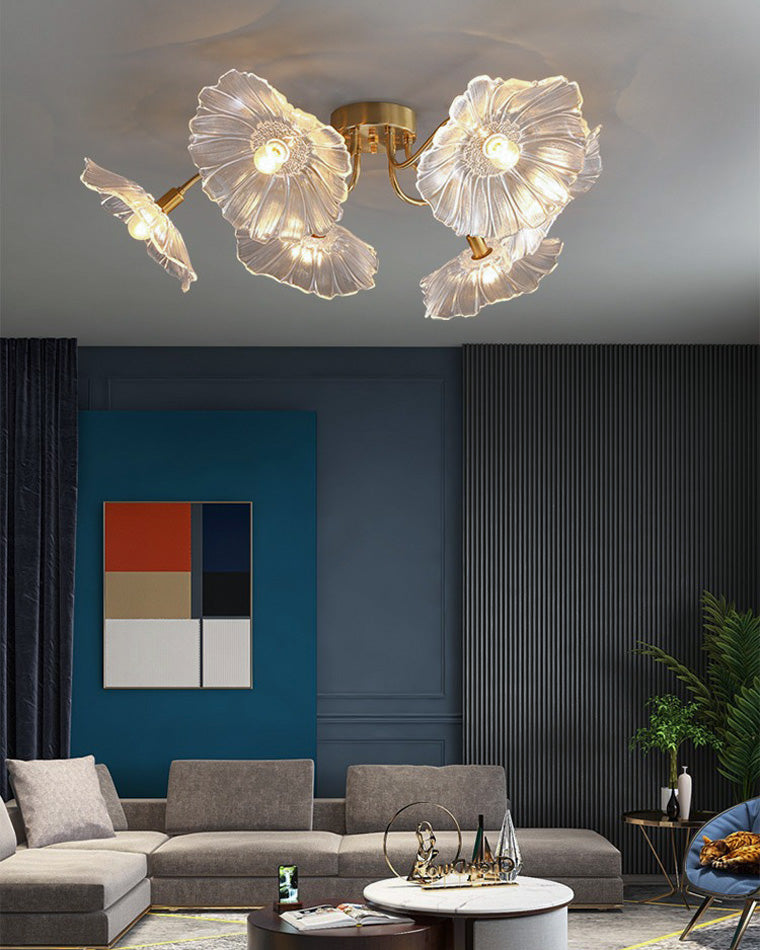 Olverai Lotus Leaf Flower Flush Mount Ceiling Light