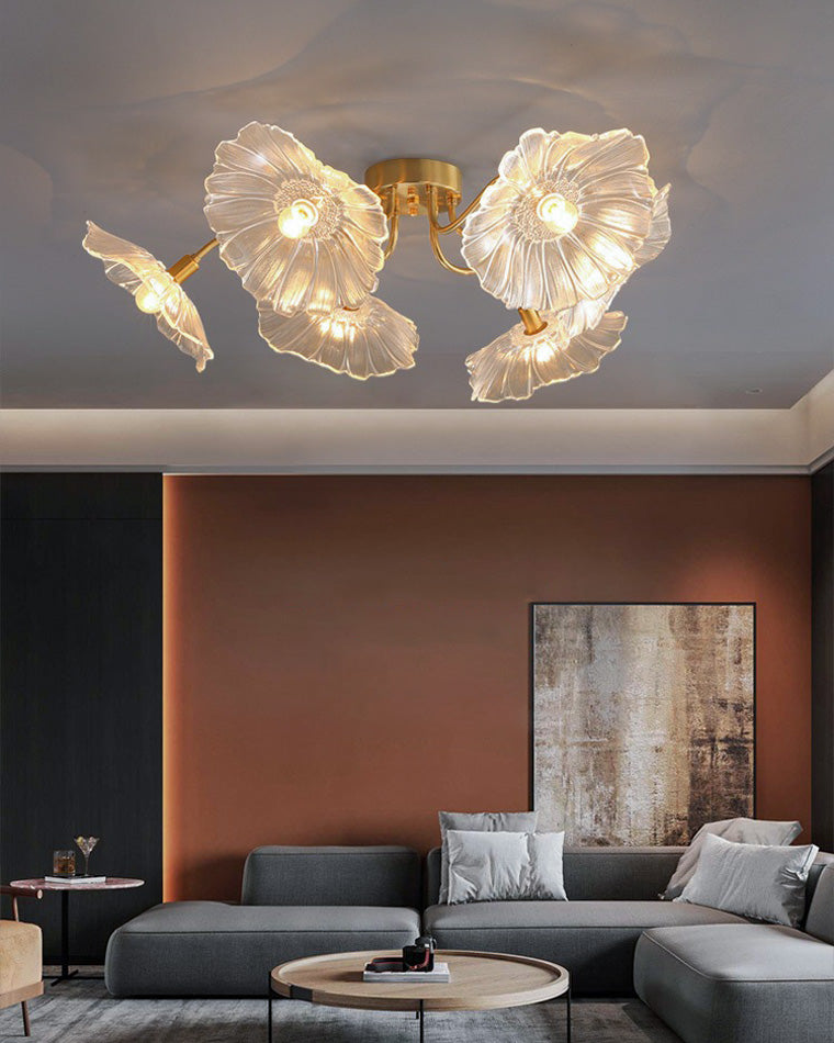 Olverai Lotus Leaf Flower Flush Mount Ceiling Light