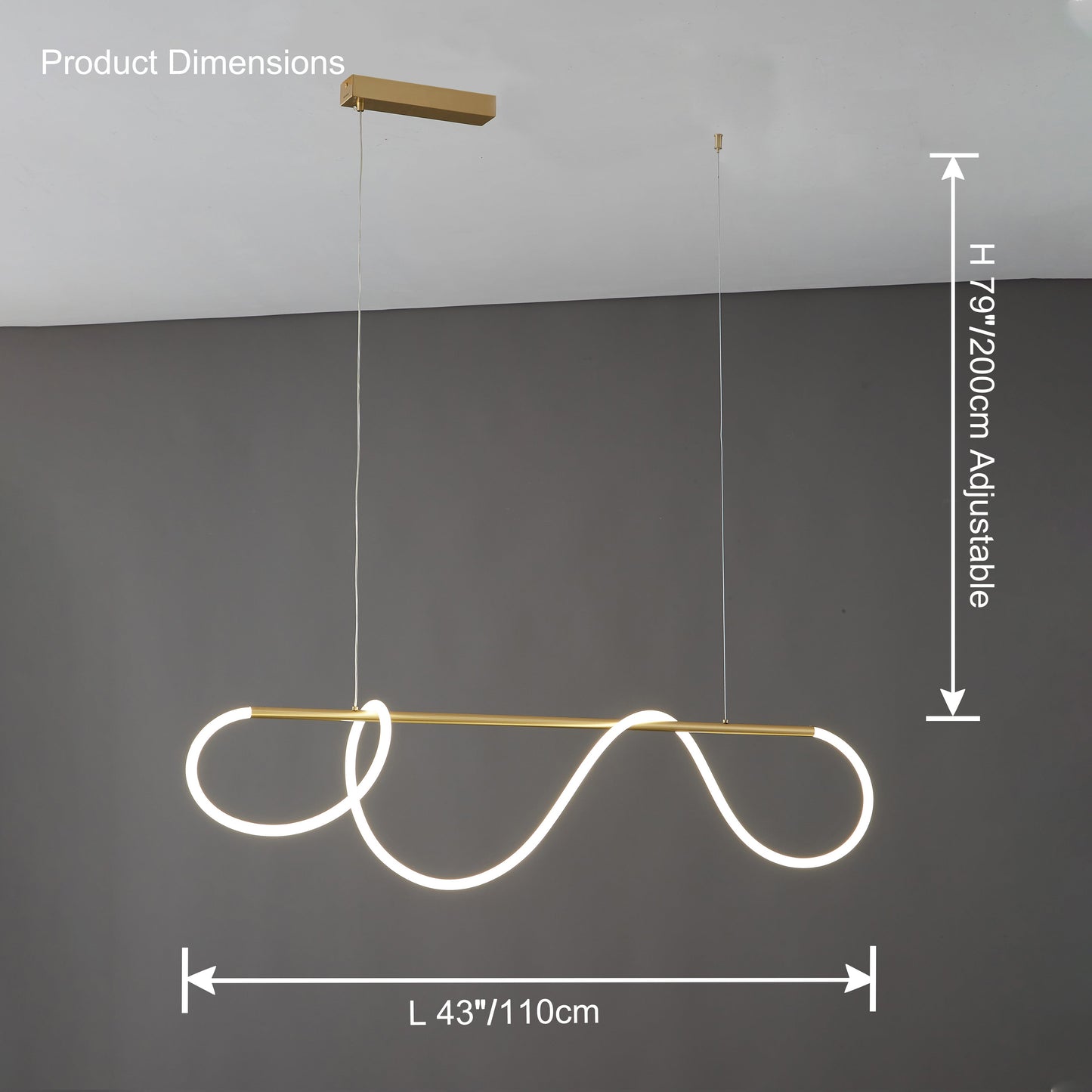 Olverai Rope Led Linear Brass Chandelier