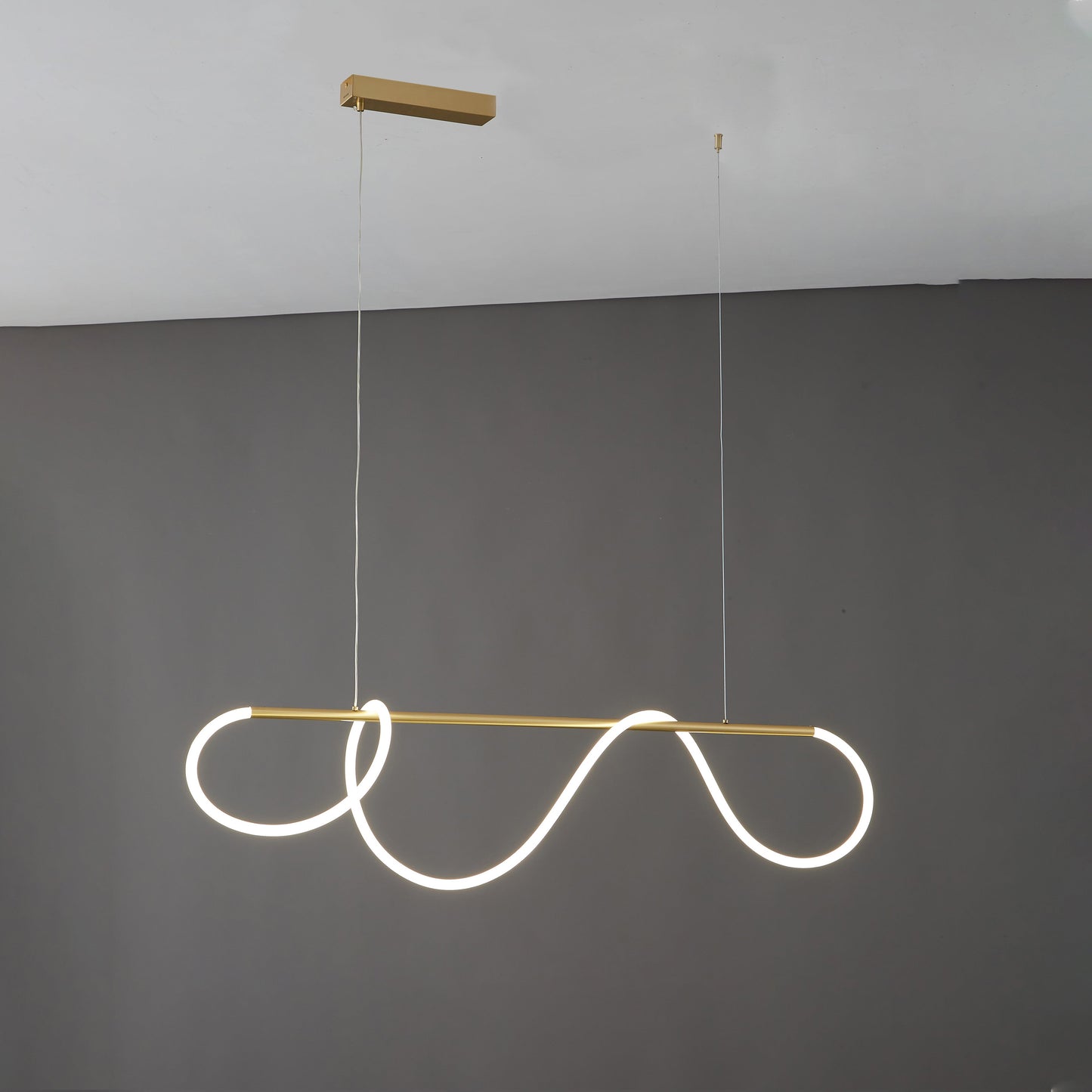Olverai Rope Led Linear Brass Chandelier