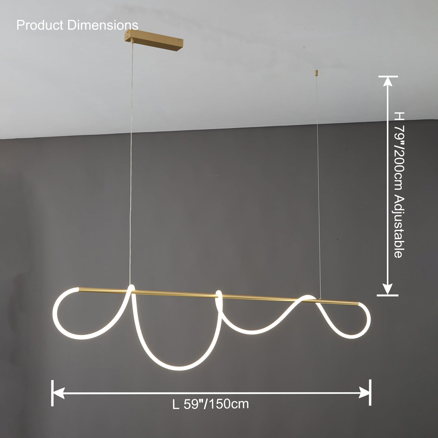 Olverai Rope Led Linear Brass Chandelier