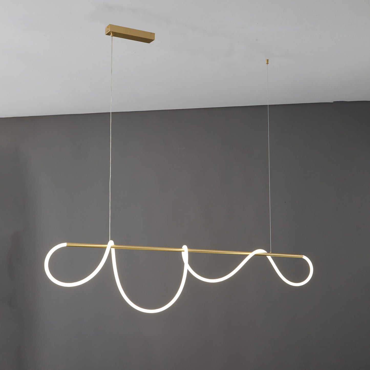 Olverai Rope Led Linear Brass Chandelier