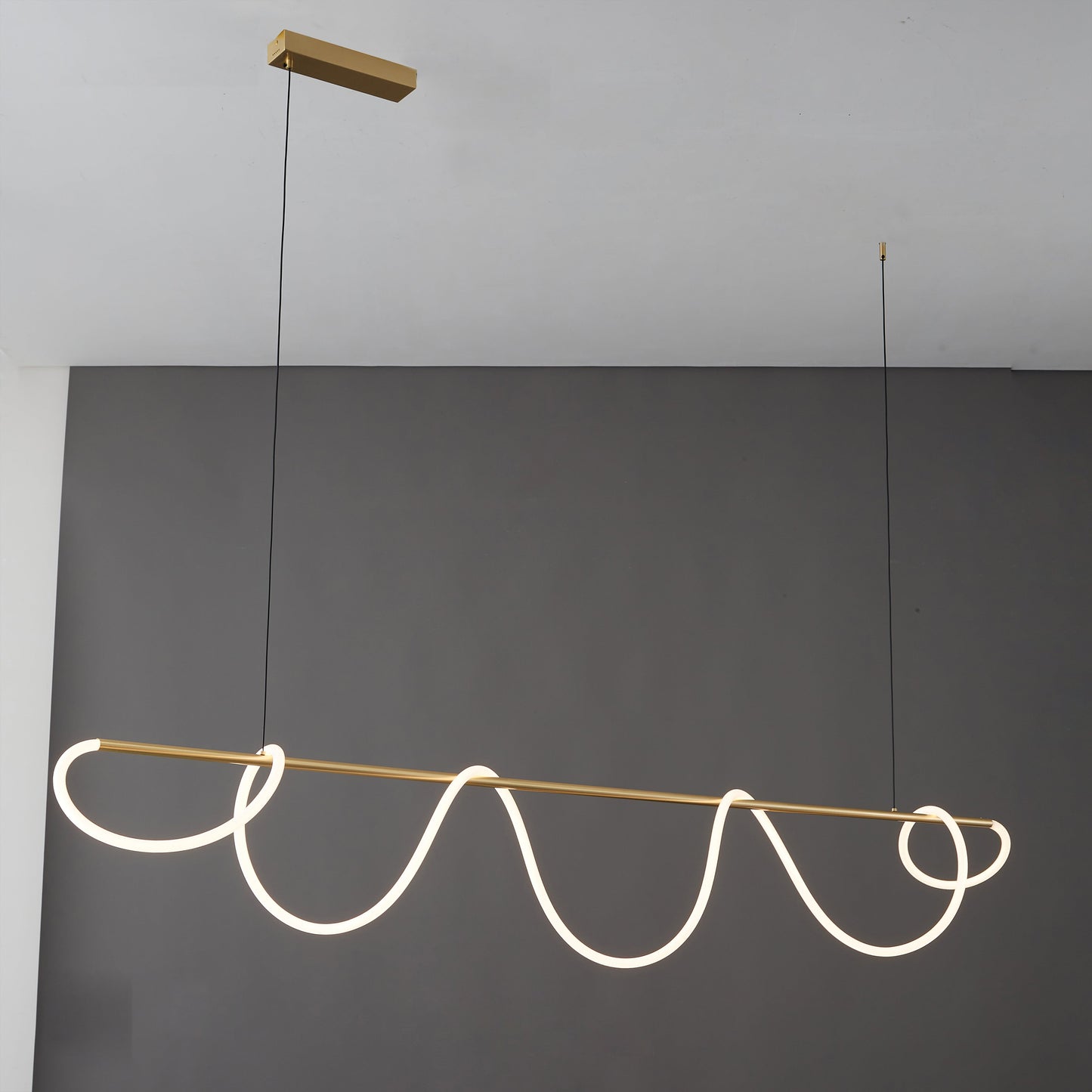 Olverai Rope Led Linear Brass Chandelier