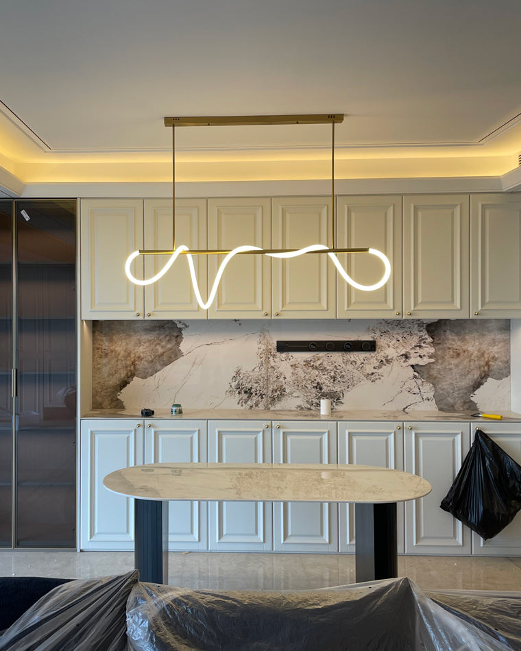 Olverai Rope Led Linear Brass Chandelier