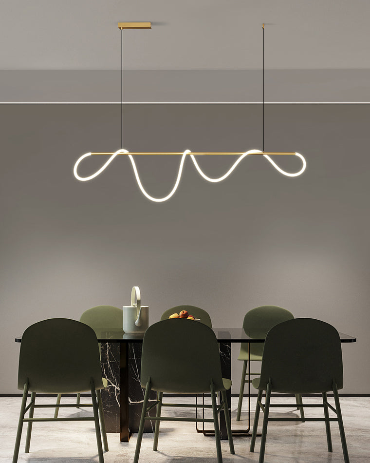 Olverai Rope Led Linear Brass Chandelier