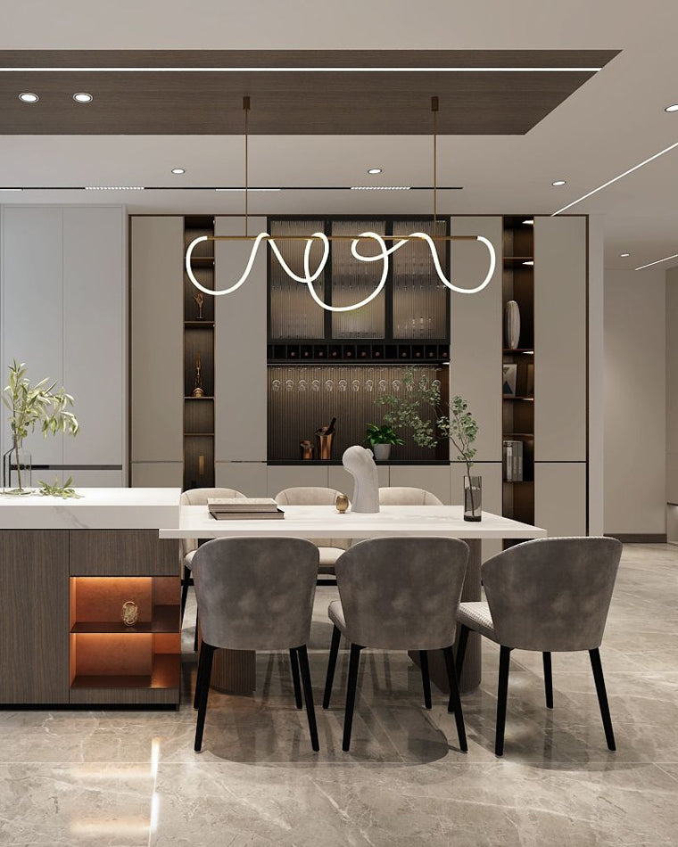 Olverai Rope Led Linear Brass Chandelier