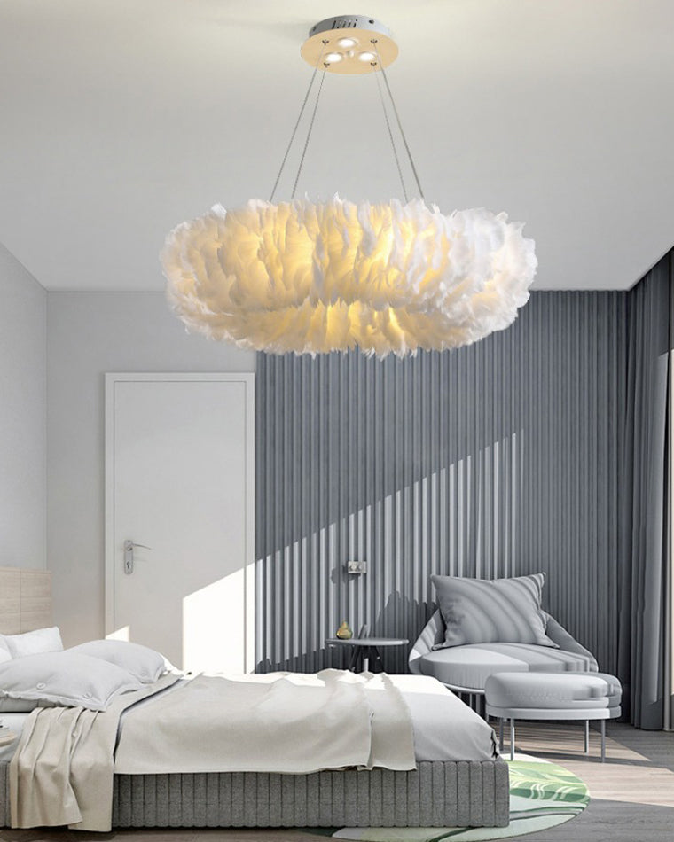 Olverai Feather Round Pendant Light
