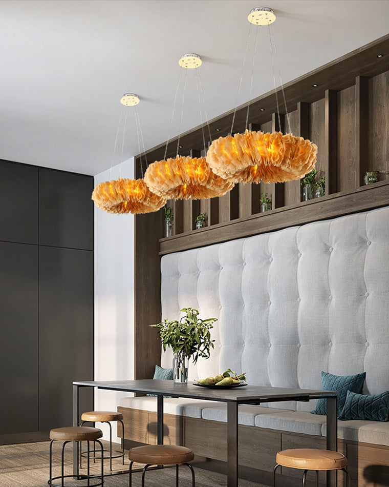 Olverai Feather Round Pendant Light