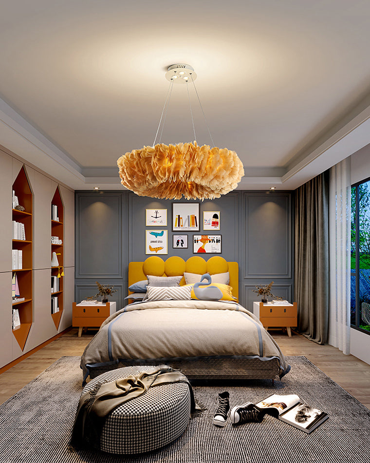 Olverai Feather Round Pendant Light