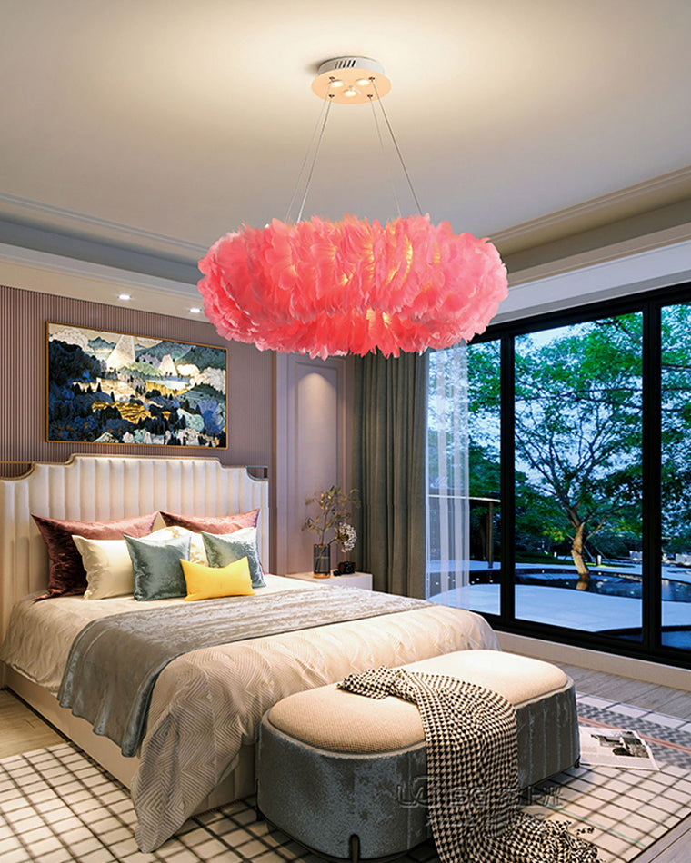 Olverai Feather Round Pendant Light