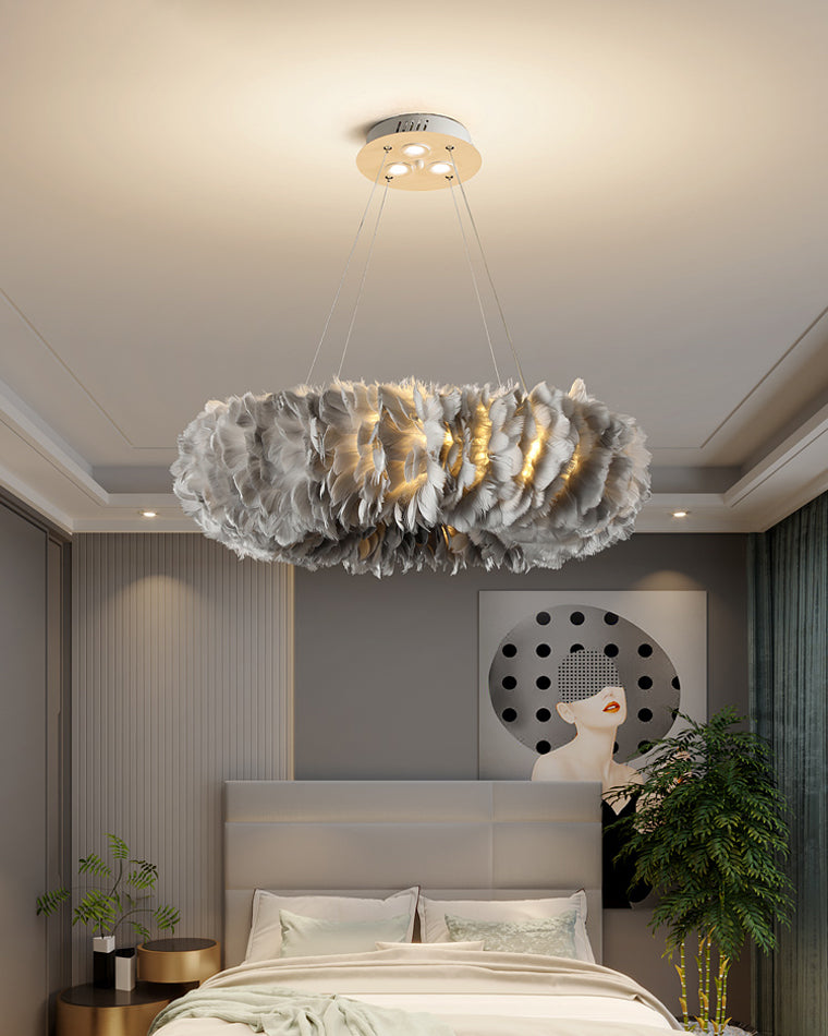Olverai Feather Round Pendant Light