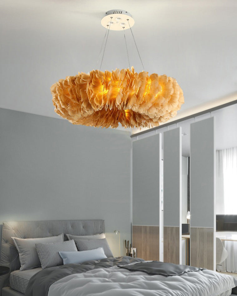 Olverai Feather Round Pendant Light