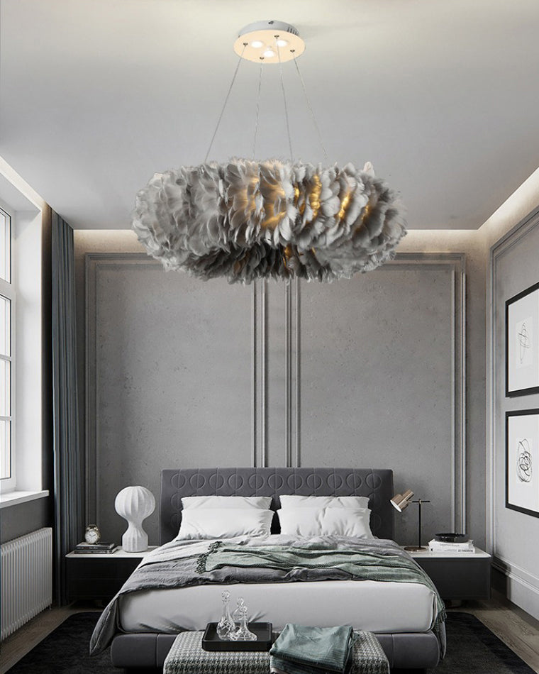 Olverai Feather Round Pendant Light
